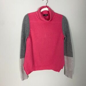 Sloan Cashmere Colorblock Sweater Womens Small Pink‎ Turtleneck Long Sleeves